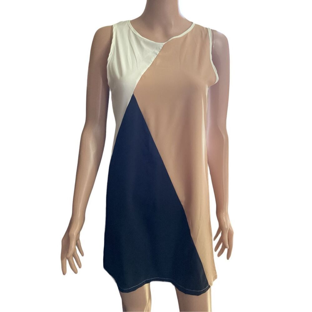 Color Block Tank Mini Slip Dress M - Picture 2 of 5